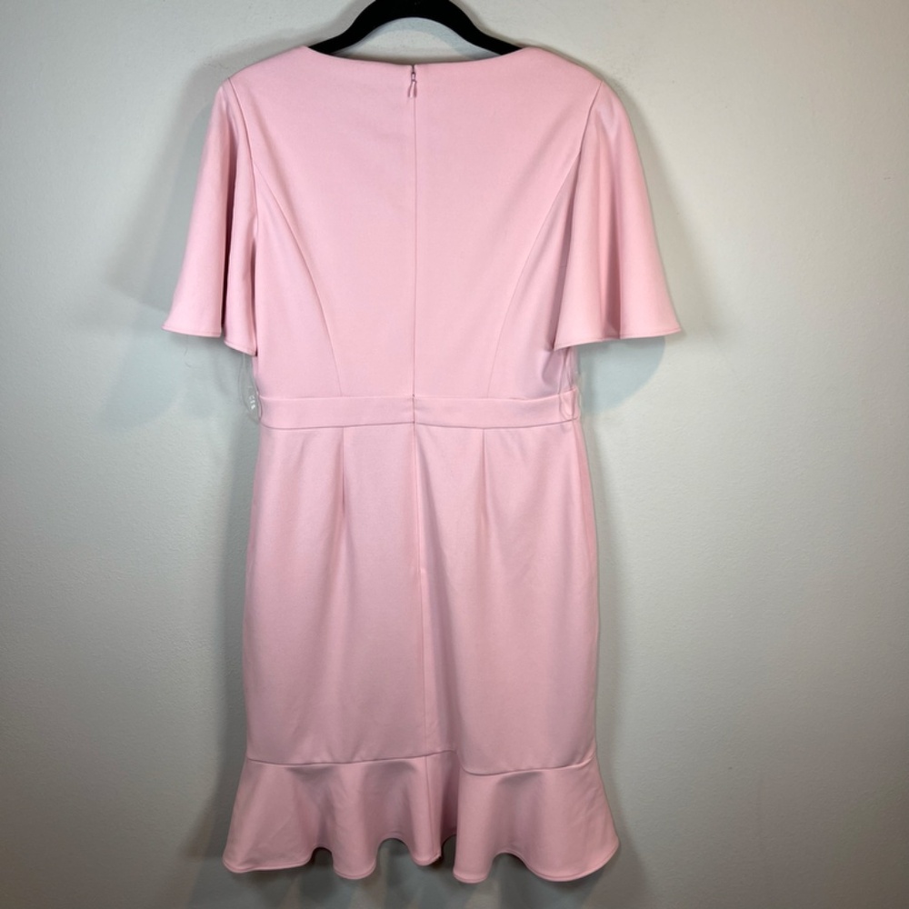Anne Klein Sheath Dress Tutu Pink Flutter Sleeve Bridal Zip Up Cocktail NEW Sz 2 - Picture 9 of 14